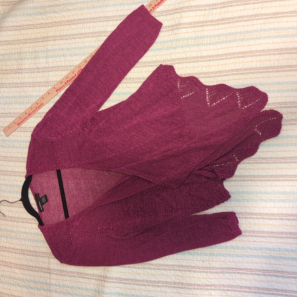 Women's Pink Open-Front Sweater